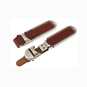 Pendrive 4GB metal y cuero personalizado