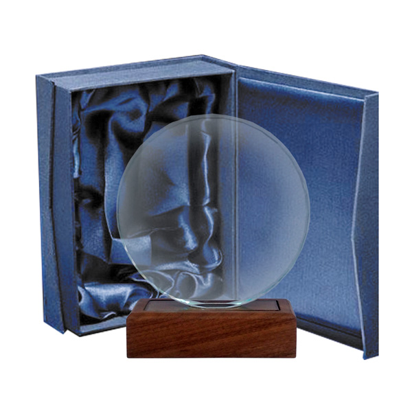 Galvano Cristal con Base de Madera