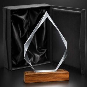 Galvano Cristal Irregular II con Base de Madera Grabado