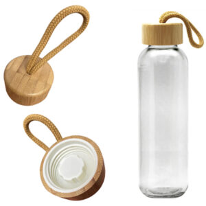 Botella Vidrio Ecológica Tapa Bambú Personalizada 500 ml. - Imagen 4
