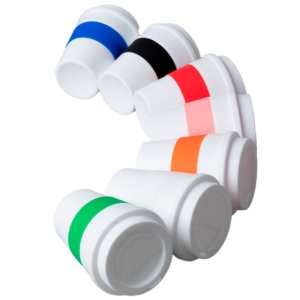 Mug Express Cup "WHITE" 356cc con banda silicona Corporativa