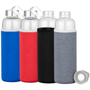 Botella de Vidrio Borosilicato con Funda de Neopreno 580cc Promocional
