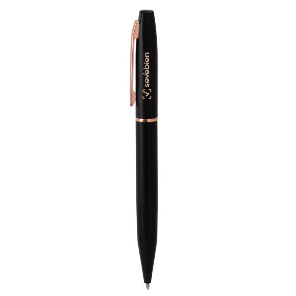 Bolígrafo "MINDY" TINTA AZUL - Negro + Cobre